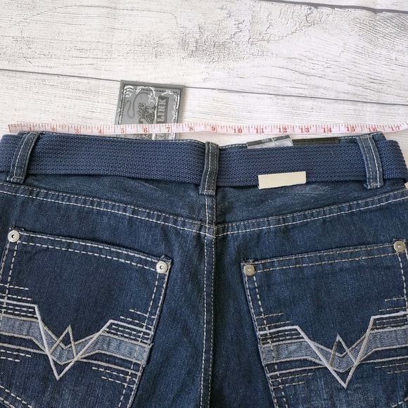 Men's Distressed Dark Blue Wash Denim Shorts Skinny Fit - Picture 10 of 11